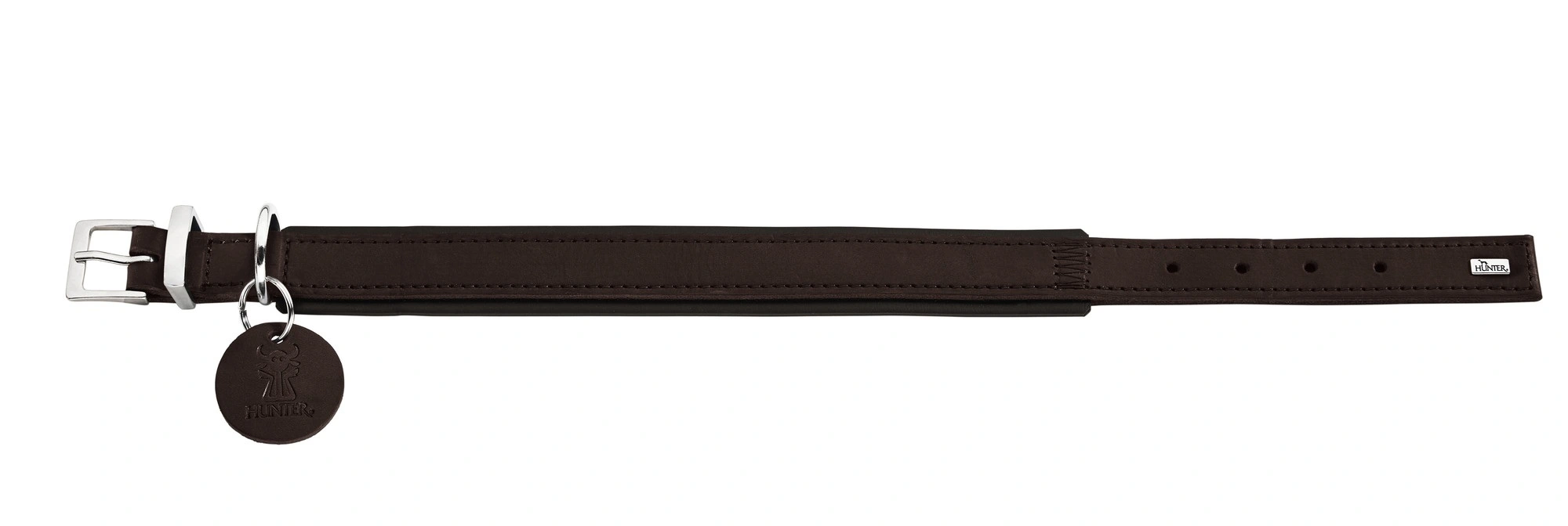 Hunter Larvik Comfort 50 Mørkebrun Hundehalsbånd - justerbart hundehalsbånd (35 - 42 cm, B